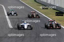 Felipe Massa (BRA), Williams F1 Team and Romain Grosjean (FRA), Lotus F1 Team  26.07.2015. Formula 1 World Championship, Rd 10, Hungarian Grand Prix, Budapest, Hungary, Race Day.
