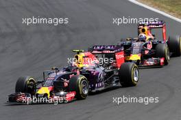 Daniil Kvyat (RUS), Red Bull Racing and Daniel Ricciardo (AUS), Red Bull Racing  26.07.2015. Formula 1 World Championship, Rd 10, Hungarian Grand Prix, Budapest, Hungary, Race Day.