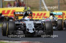 Sergio Perez (MEX) Sahara Force India F1 VJM08. 26.07.2015. Formula 1 World Championship, Rd 10, Hungarian Grand Prix, Budapest, Hungary, Race Day.