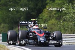 Jenson Button (GBR) McLaren MP4-30. 25.07.2015. Formula 1 World Championship, Rd 10, Hungarian Grand Prix, Budapest, Hungary, Qualifying Day.