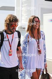(L to R): Fernando Alonso (ESP) McLaren with his girlfriend Lara Alvarez (ESP). 25.07.2015. Formula 1 World Championship, Rd 10, Hungarian Grand Prix, Budapest, Hungary, Qualifying Day.