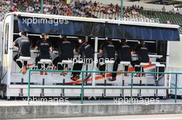 Sahara Force India F1 Team pit gantry. 25.07.2015. Formula 1 World Championship, Rd 10, Hungarian Grand Prix, Budapest, Hungary, Qualifying Day.