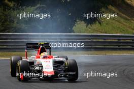 Roberto Merhi (ESP) Manor Marussia F1 Team locks up under braking. 25.07.2015. Formula 1 World Championship, Rd 10, Hungarian Grand Prix, Budapest, Hungary, Qualifying Day.