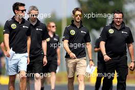 Jolyon Palmer (GBR), Lotus F1 Team, Romain Grosjean (FRA), Lotus F1 Team and Julien Simon-Chautemps (FRA), Romain Grosjean race engineer, Lotus F1 Team   23.07.2015. Formula 1 World Championship, Rd 10, Hungarian Grand Prix, Budapest, Hungary, Preparation Day.