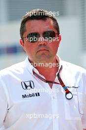 Eric Boullier (FRA) McLaren Racing Director. 23.07.2015. Formula 1 World Championship, Rd 10, Hungarian Grand Prix, Budapest, Hungary, Preparation Day.