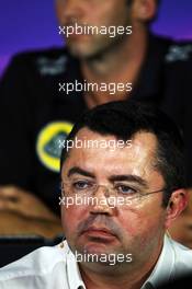 Eric Boullier (FRA) McLaren Racing Director in the FIA Press Conference. 04.09.2015. Formula 1 World Championship, Rd 12, Italian Grand Prix, Monza, Italy, Practice Day.
