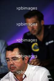 Eric Boullier (FRA) McLaren Racing Director in the FIA Press Conference. 04.09.2015. Formula 1 World Championship, Rd 12, Italian Grand Prix, Monza, Italy, Practice Day.