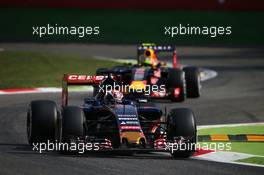 Max Verstappen (NLD) Scuderia Toro Rosso STR10 leads Daniil Kvyat (RUS) Red Bull Racing RB11. 04.09.2015. Formula 1 World Championship, Rd 12, Italian Grand Prix, Monza, Italy, Practice Day.