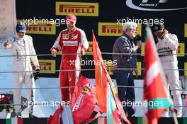 The podium (L to R): Felipe Massa (BRA) Williams, third; Sebastian Vettel (GER) Ferrari, second; George Lucas (USA) Star Wars Creator; Lewis Hamilton (GBR) Mercedes AMG F1, race winner. 06.09.2015. Formula 1 World Championship, Rd 12, Italian Grand Prix, Monza, Italy, Race Day.