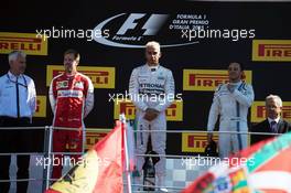 The podium (L to R): Sebastian Vettel (GER) Ferrari, second; Lewis Hamilton (GBR) Mercedes AMG F1, race winner; Felipe Massa (BRA) Williams, third. 06.09.2015. Formula 1 World Championship, Rd 12, Italian Grand Prix, Monza, Italy, Race Day.