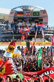 The podium (L to R): Sebastian Vettel (GER) Ferrari, second; Lewis Hamilton (GBR) Mercedes AMG F1, race winner; Felipe Massa (BRA) Williams, third. 06.09.2015. Formula 1 World Championship, Rd 12, Italian Grand Prix, Monza, Italy, Race Day.