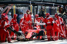 Kimi Raikkonen (FIN) Ferrari SF15-T makes a pit stop. 06.09.2015. Formula 1 World Championship, Rd 12, Italian Grand Prix, Monza, Italy, Race Day.