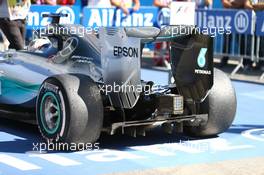 Lewis Hamilton (GBR) Mercedes AMG F1 rear tyres. 06.09.2015. Formula 1 World Championship, Rd 12, Italian Grand Prix, Monza, Italy, Race Day.
