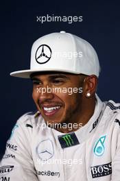 Lewis Hamilton (GBR) Mercedes AMG F1 in the FIA Press Conference. 05.09.2015. Formula 1 World Championship, Rd 12, Italian Grand Prix, Monza, Italy, Qualifying Day.