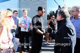(L to R): Lewis Hamilton (GBR) Mercedes AMG F1 with Jean Todt (FRA) FIA President. 05.09.2015. Formula 1 World Championship, Rd 12, Italian Grand Prix, Monza, Italy, Qualifying Day.