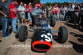 The BRM P261 that Jackie Stewart (GBR) drove to his first Grand Prix victory at the 1965 Italian GP. 05.09.2015. Formula 1 World Championship, Rd 12, Italian Grand Prix, Monza, Italy, Qualifying Day.
