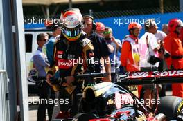 Romain Grosjean (FRA) Lotus F1 Team in parc ferme. 05.09.2015. Formula 1 World Championship, Rd 12, Italian Grand Prix, Monza, Italy, Qualifying Day.