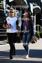 (L to R): Jenson Button (GBR) McLaren with his wife Jessica Button (JPN). 05.09.2015. Formula 1 World Championship, Rd 12, Italian Grand Prix, Monza, Italy, Qualifying Day.