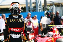Romain Grosjean (FRA) Lotus F1 Team in parc ferme. 05.09.2015. Formula 1 World Championship, Rd 12, Italian Grand Prix, Monza, Italy, Qualifying Day.