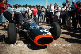The BRM P261 that Jackie Stewart (GBR) drove to his first Grand Prix victory at the 1965 Italian GP. 05.09.2015. Formula 1 World Championship, Rd 12, Italian Grand Prix, Monza, Italy, Qualifying Day.