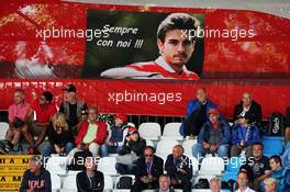 Fans in the grandstand with a banner for Jules Bianchi. 05.09.2015. Formula 1 World Championship, Rd 12, Italian Grand Prix, Monza, Italy, Qualifying Day.