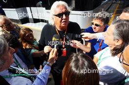 Flavio Briatore (ITA) with the media. 06.09.2015. Formula 1 World Championship, Rd 12, Italian Grand Prix, Monza, Italy, Race Day.