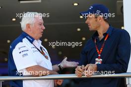 (L to R): Pat Symonds (GBR) Williams Chief Technical Officer with Alex Wurz (AUT) Williams Driver Mentor / GPDA Chairman. 06.09.2015. Formula 1 World Championship, Rd 12, Italian Grand Prix, Monza, Italy, Race Day.