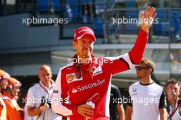 Sebastian Vettel (GER) Ferrari on the drivers parade. 06.09.2015. Formula 1 World Championship, Rd 12, Italian Grand Prix, Monza, Italy, Race Day.