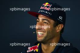 Daniel Ricciardo (AUS) Red Bull Racing in the FIA Press Conference. 03.09.2015. Formula 1 World Championship, Rd 12, Italian Grand Prix, Monza, Italy, Preparation Day.