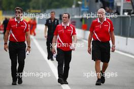(L to R): Graeme Lowdon (GBR) Manor Marussia F1 Team Chief Executive Officer with Gianluca Pisanello (ITA) Manor Marussia F1 Team Chief Engineer and John Booth (GBR) Manor Marussia F1 Team Team Principal. 03.09.2015. Formula 1 World Championship, Rd 12, Italian Grand Prix, Monza, Italy, Preparation Day.