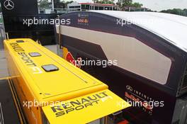 Renault Sport F1 and Red Bull Racing trucks in the paddock. 03.09.2015. Formula 1 World Championship, Rd 12, Italian Grand Prix, Monza, Italy, Preparation Day.