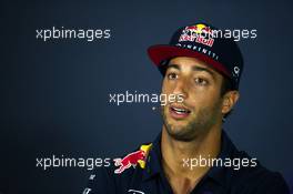 Daniel Ricciardo (AUS) Red Bull Racing in the FIA Press Conference. 03.09.2015. Formula 1 World Championship, Rd 12, Italian Grand Prix, Monza, Italy, Preparation Day.
