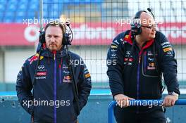 (L to R): Christian Horner (GBR) Red Bull Racing Team Principal with Rob Marshall (GBR) Red Bull Racing Chief Engineering Officer. 02.02.2015. Formula One Testing, Day Two, Jerez, Spain.