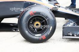 McLaren MP4-30 front wheel detail. 02.02.2015. Formula One Testing, Day Two, Jerez, Spain.