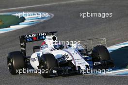 Valtteri Bottas (FIN) Williams FW37 running sensor equipment. 02.02.2015. Formula One Testing, Day Two, Jerez, Spain.