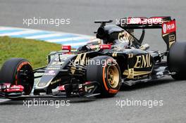 Pastor Maldonado (VEN) Lotus F1 E23 - first run. 02.02.2015. Formula One Testing, Day Two, Jerez, Spain.