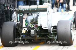 Mercedes AMG F1 W06 rear diffuser detail. 02.02.2015. Formula One Testing, Day Two, Jerez, Spain.