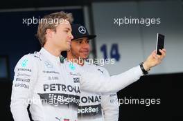 (L to R): Nico Rosberg (GER) Mercedes AMG F1 with team mate Lewis Hamilton (GBR) Mercedes AMG F1. 01.02.2015. Formula One Testing, Day One, Jerez, Spain.