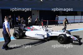 Valtteri Bottas (FIN) Williams FW37 in the pits. 01.02.2015. Formula One Testing, Day One, Jerez, Spain.