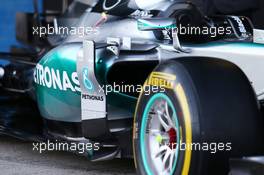 Mercedes AMG F1 W06 sidepod detail. 01.02.2015. Formula One Testing, Day One, Jerez, Spain.