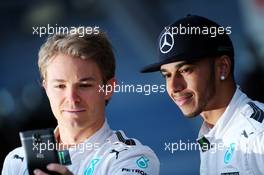 (L to R): Nico Rosberg (GER) Mercedes AMG F1 with Lewis Hamilton (GBR) Mercedes AMG F1. 01.02.2015. Formula One Testing, Day One, Jerez, Spain.