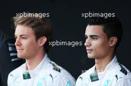 (L to R): Nico Rosberg (GER) Mercedes AMG F1 with Pascal Wehrlein (GER) Mercedes AMG F1 Reserve Driver. 01.02.2015. Formula One Testing, Day One, Jerez, Spain.