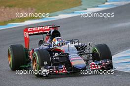 Carlos Sainz Jr (ESP) Scuderia Toro Rosso STR10 running sensor equipment. 03.02.2015. Formula One Testing, Day Three, Jerez, Spain.