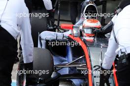 Jenson Button (GBR) McLaren MP4-30 running flow-vis paint. 04.02.2015. Formula One Testing, Day Four, Jerez, Spain.