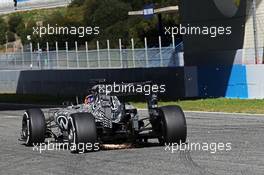 Daniel Ricciardo (AUS) Red Bull Racing RB11 sparks down the start/finish straight. 04.02.2015. Formula One Testing, Day Four, Jerez, Spain.