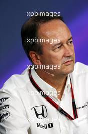 Jonathan Neale (GBR) McLaren Chief Operating Officer int the FIA Press Conference. 25.09.2015. Formula 1 World Championship, Rd 14, Japanese Grand Prix, Suzuka, Japan, Practice Day.