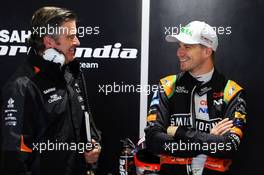 (L to R): Andy Stevenson (GBR) Sahara Force India F1 Team Manager with Nico Hulkenberg (GER) Sahara Force India F1. 25.09.2015. Formula 1 World Championship, Rd 14, Japanese Grand Prix, Suzuka, Japan, Practice Day.