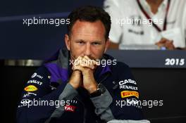 Christian Horner (GBR) Red Bull Racing Team Principal in the FIA Press Conference. 25.09.2015. Formula 1 World Championship, Rd 14, Japanese Grand Prix, Suzuka, Japan, Practice Day.