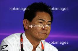 Yasuhisa Arai (JPN) Honda Motorsport Chief Officer in the FIA Press Conference. 25.09.2015. Formula 1 World Championship, Rd 14, Japanese Grand Prix, Suzuka, Japan, Practice Day.