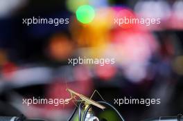 A Praying Mantis joins the Red Bull Racing in the pit garage. 25.09.2015. Formula 1 World Championship, Rd 14, Japanese Grand Prix, Suzuka, Japan, Practice Day.